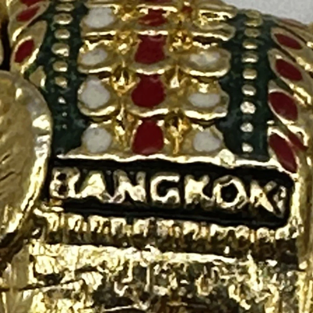Elephant Keychain  Lot of 5 Enamel Gold Tone  Silver 2 hinged Thailand Bangkok